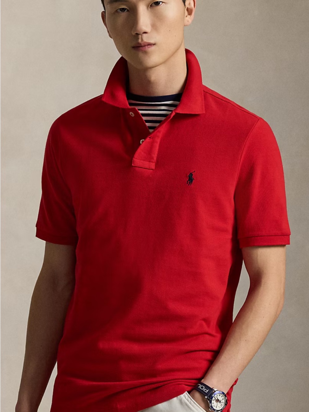 NWT Polo Ralph Lauren Men's Classic Fit Mesh Polo Shirt Red NWT Size L